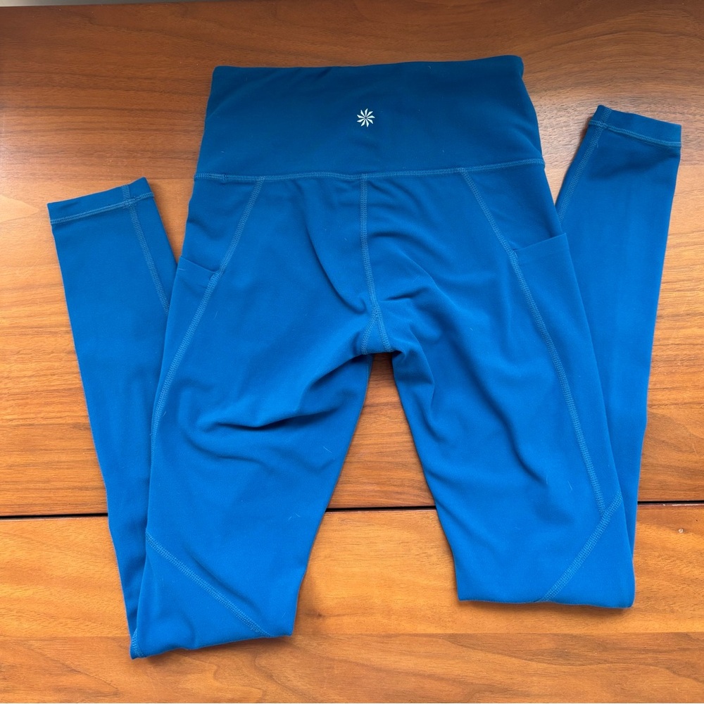 Athleta High Rise Teal Leggings with Pockets XXS , Like new